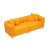 89'' Teddy Velvet 3-Seater Sofa with 4 Pillows, Metal Legs and Solid Wood Frame with Deep Seats - 4 of 4
