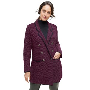 Jessica London Women's Plus Size Double-Breasted Sweater Blazer - 1 of 4