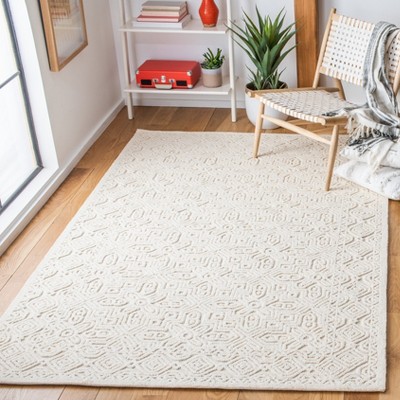 Ivory Geometric Hand-Tufted Wool Area Rug, 5' x 8'