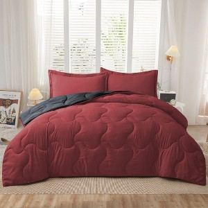 Peace Nest 3-Piece Lightweight Reversible Down Alternative Comforter Sets with Pillowcases - 1 of 4