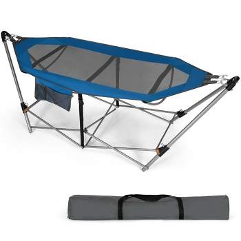 Hammock Camping Chair with Retractable Footrest and Carrying Bag - Costway