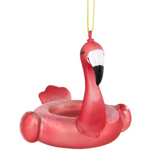 Northlight 3.5" Pink Flamingo Pool Float Glass Christmas Ornament - 1 of 4