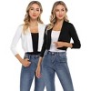 Women's 3/4 Sleeve Open Front Cropped Cardigan Sweater Lightweight Knit Short Bolero Shrugs - 4 of 4