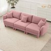 Modern Boucle 3-Seater Sectional Sofa, Sculptural Style Couch with Armrests and Cylindrical Legs, Fabric Couch with Plush Cushion-Coolbibila - 3 of 4