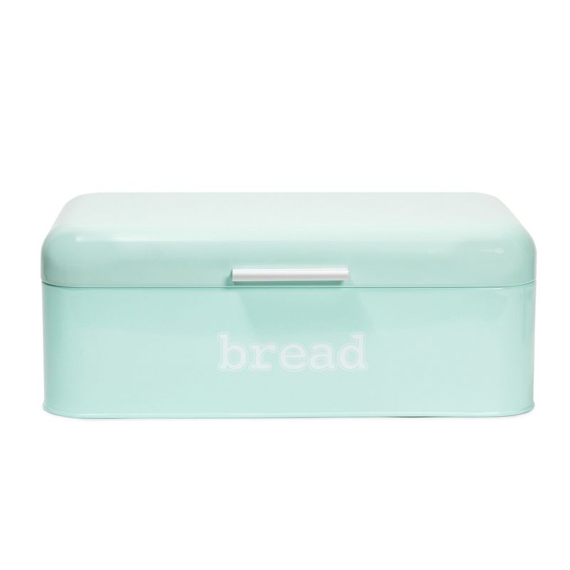 Juvale Stainless Steel Bread Box for Kitchen Countertop, Large Bread Box Bagel Bin for 2 Loaves, English Muffins, Mint Green, 17 x 9 x 6.5 in, 4 of 9