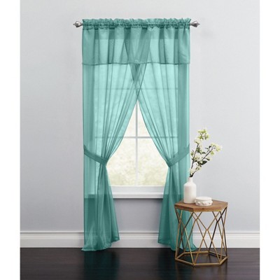 BrylaneHome BH Studio Sheer Voile 5 Piece One-Rod Curtain Set