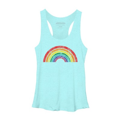 Adult Design By Humans Retro Rainbow Pride Parade By MusicoIlustre Racerback Tank Top