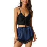 cheibear Womens Silky Satin Sleeveless Cami Top with Shorts Sleepwear Pajama Sets 2 Pcs