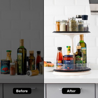 Sorbus 2-Tier Clear Lazy Susan Turntable Organizer - Rotating Spice Rack with Non-Slip Base for Kitchen Cabinet, Pantry, Countertop Storage — фото 7