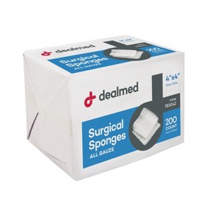 Dealmed Surgical Sponges, 8-Ply, Non-Woven Absorbent Gauze for Wound Care, White, 200 Count (Pack of 1) - 1 of 4