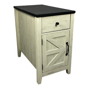 FONTOI End Table Farmhouse End Table with Drawer and Barn Door Cabinet for Living Room and Bedroom Featuring Rustic Finish, Black, 23.6"*15.8"*32.3" - 1 of 4