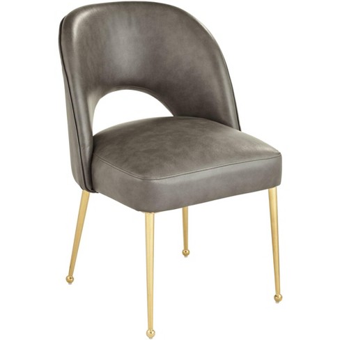 Leather and gold dining chairs hot sale