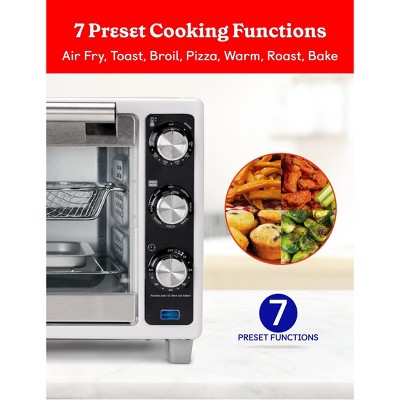 White Stainless Steel 6-Slice Air Fryer Convection Toaster Oven