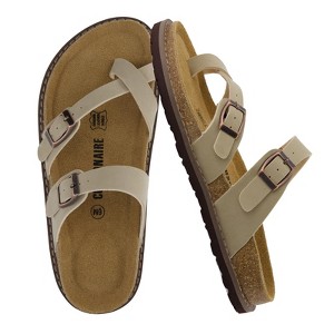 CUSHIONAIRE Pluto Cork Footbed Summer Sandals for Women 2025 Comfortable Slides with Adjustable Buckles, Toe Loop & Stitched Design - 1 of 4
