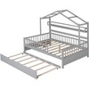 Acekool Full Size House Bed Frame for Kids with Storage Drawers, Safety Rails, Roof Design, Playhouse Bed, White - 4 of 4