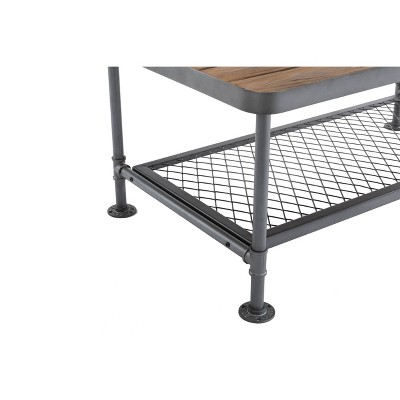 Industrial Newport 45.5" Gray Metal & Natural Wood Coffee Table
