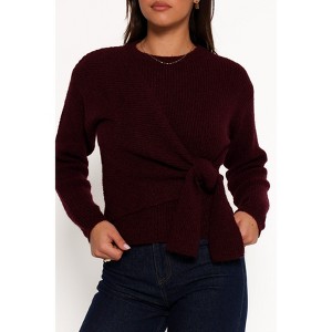 Petal and Pup Ettie Wrap Side Tie Knit Sweater - Burgundy - 1 of 4
