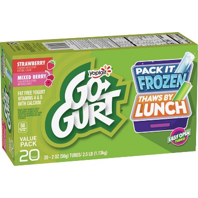 Yoplait Go-Gurt Strawberry/Mixed Berry Fat Free Kids' Yogurt - 40oz/20ct