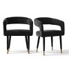 Modern Upholstered Dining Chairs Set of 2, Cushioned Seat with Armrest, Metal Legs, Dining Room and Kitchen Chairs-Maison Boucle - 2 of 4