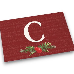Personalization Mall Nostalgic Noel Burgundy Doormat, 18 x 27 - 1 of 1