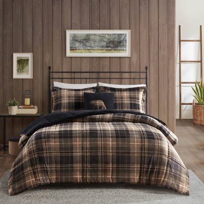 Full Brown and Black Reversible Down Alternative Comforter Set