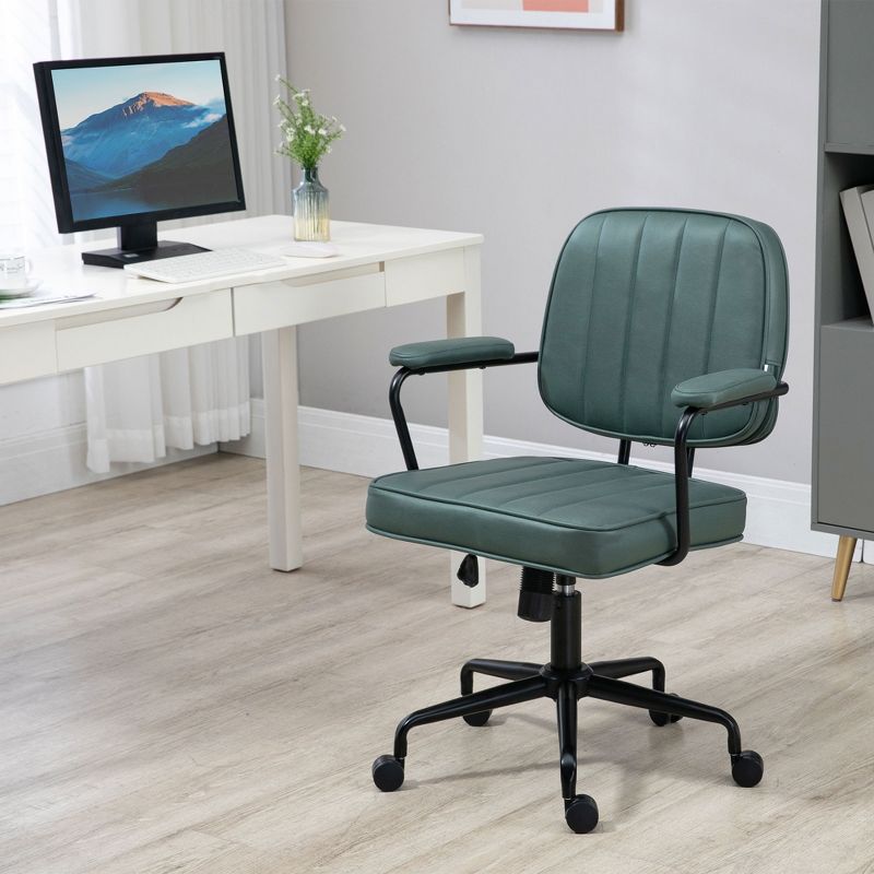Vinsetto Home Office Chair, Microfiber Computer Desk Chair with Swivel Wheels, Adjustable Height, and Tilt Function, 2 of 7
