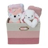 Lambs & Ivy Pink/White 5-Piece Luxury Infant / Newborn / Baby Gift Basket - 2 of 4