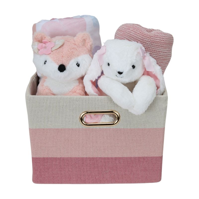 Lambs & Ivy Pink/White 5-Piece Luxury Infant / Newborn / Baby Gift Basket, 2 of 10