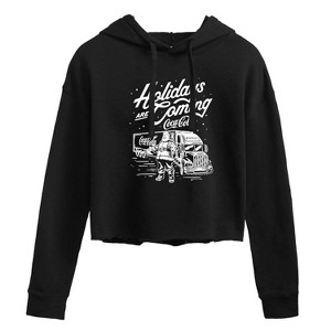 Women's - Coca-Cola - Holidays Are Coming Truck Cropped Graphic Hoodie - 1 of 2