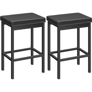 Bar Stools, Set of 2, 24.8-Inch Height Stools, 2" Thick Upholstery, for Kitchen, Dining Room, Cafe, Bar Counter, Black - 1 of 4