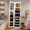 Costway 360° Swivel Jewelry Cabinet with Lighted Full Length Mirror & Back Shelves, Lights Brown/White - 2 of 4