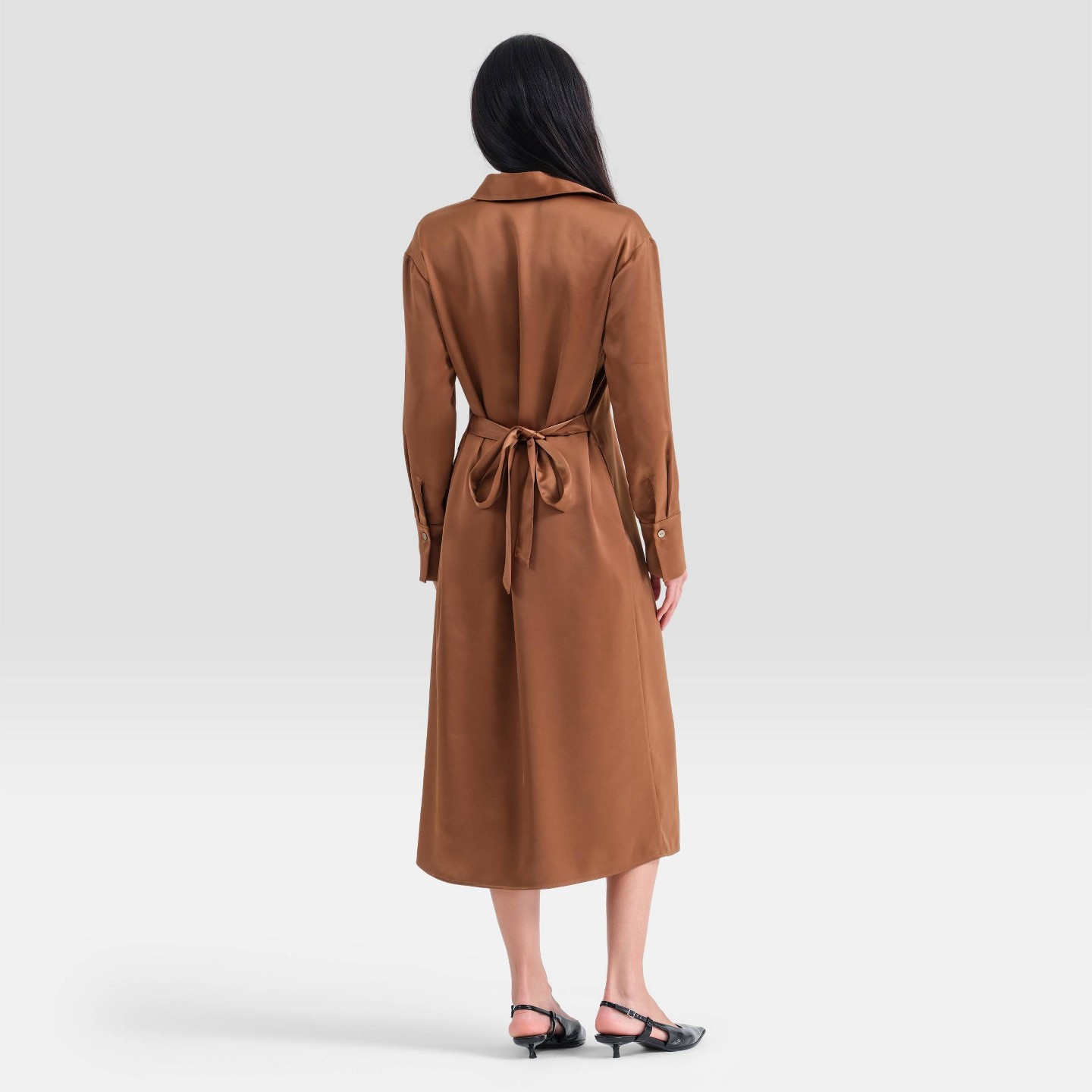 Женское платье A New Day Long Sleeve Tie-Waist Midi Shirtdress — фото 2