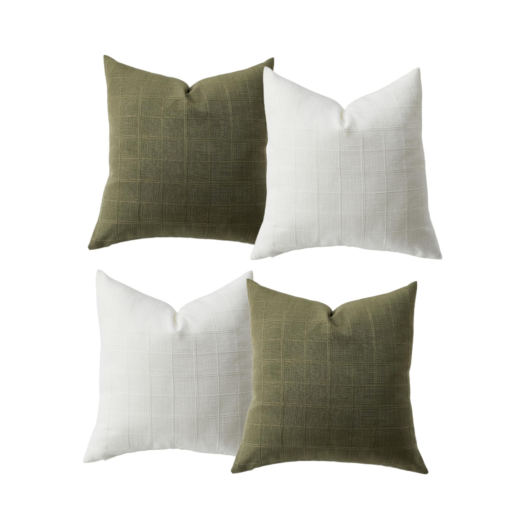 4 Pack Chenille Check Throw Pillow Covers 18x18 Inch, Decorative Square Cushion Covers Set, Farmhouse Modern Boho Home Decor for Sofa Couch Bedroom