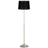 360 Lighting Abba Modern Floor Lamp Standing 66" Tall Brushed Nickel Silver Black Satin Tapered Drum Shade for Living Room Bedroom Office House Home