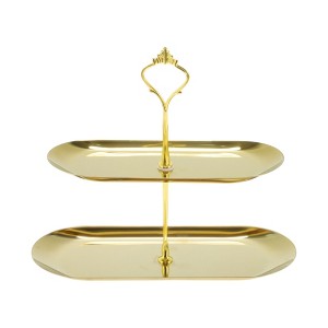 Unique Bargains 2 Tier Dessert Cupcake Stand Crown-Design with Tiered Serving Tray for Donuts Fruit - 1 of 4