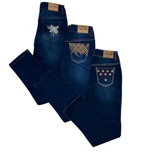 Women's 3 Pack Fitted Denim Stretch Jeans Unique Design And Style - 1 of 4