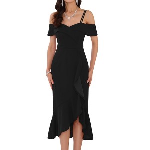 INSPIRE CHIC Women's Ruffle Dresses Spaghetti Strap Sweatheart Neck Cocktail Midi Dress - 1 of 4
