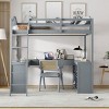 YOOCOZZ Full-Wooden Loft Bed with U-Shaped Study Desk, Built-In Storage and 3-Panel Mirror - Gray - 2 of 4
