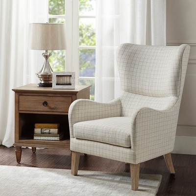 Sapphtopaz Accent Chair Upholstered Swoop Wing Chair for Bedroom with High-Backrest and Birch Legs Armchair Accent Chairs for Living Room