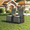 Whisen Patio Recliner Loveseat Chair, Adjustable Backrest Wicker Outdoor Lounge Chair Set with Acacia Wood Armrests and Built-in Storage Table - 4 of 4