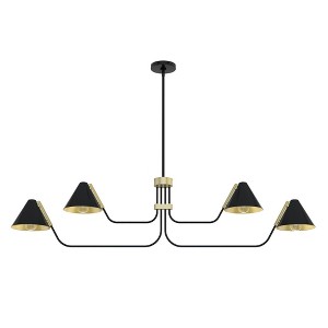 Hunter Fans 38.5" Grove Isle Ceiling Light Matte Black Finish - Modern Minimalist Chandelier with 4 Bulb Capacity - 1 of 2