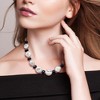 EVERLY JEWELRY | Sterling Silver 16-17mm White Coin and 9.5-10mm Blue Cultured Freshwater Round Pearl Strand Necklace, 19 inc - 4 of 4