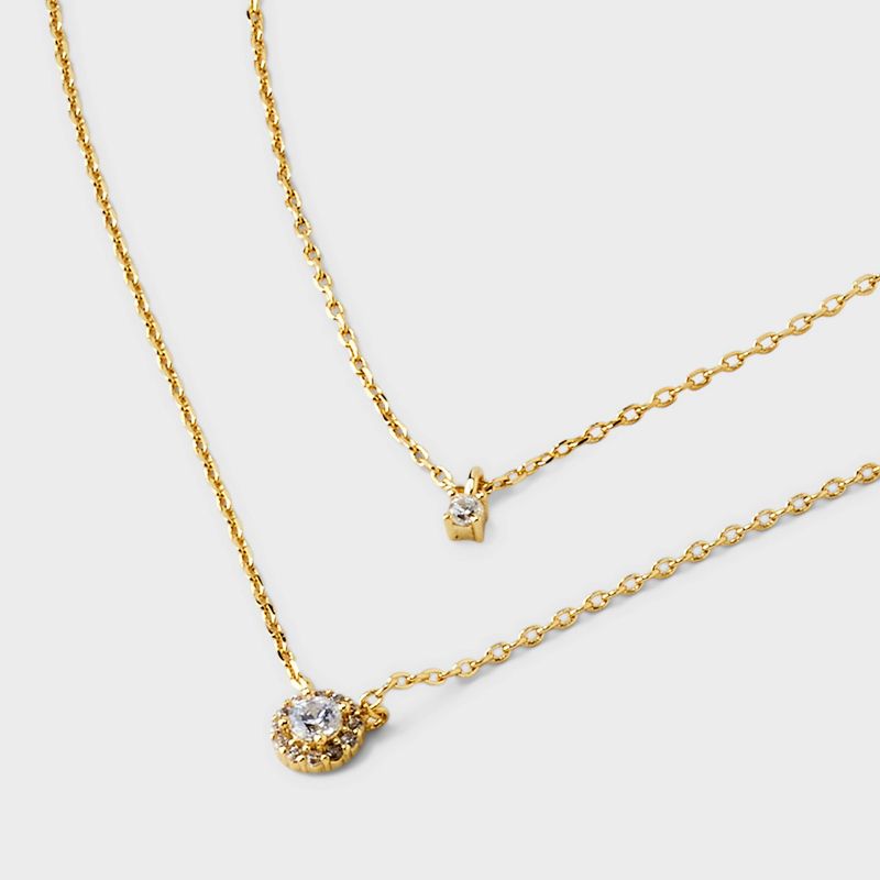 14K Gold Plated Cubic Zirconia Bezel Halo Multi-Strand Necklace - A New Day&#8482; Gold, 5 of 6