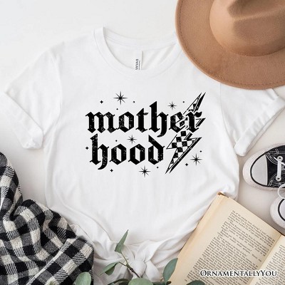 Checkered Motherhood Lightning T-Shirt, Black and White Retro Tee for Strong Mothers| OrnamentallyYou