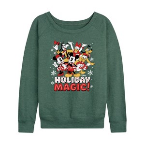 Women's - Disney - Holiday Magic Lightweight French Terry Wide Neck Long Sleeve Shirt - 1 of 4