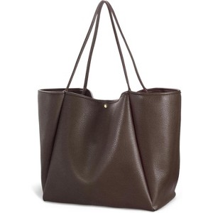 Oversize PU Leather Tote Bag for Women, Weekender Shopper Handbag with Spacious Interior for Travel and Daily Use - 1 of 4