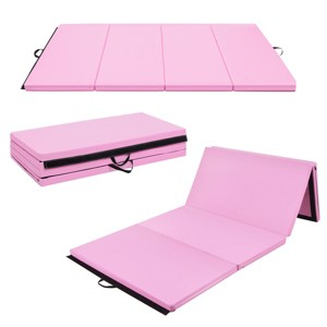 4' x 8' x 2'' Folding Gymnastics Mat Four Panels Gym PU Leather EPE Foam Blue/Pink - 1 of 4