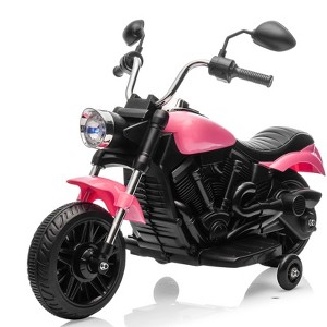 12V Kids Ride on Motorcycle, 3-Wheel Kids Electric Motorcycle w/Training Wheels, One-Button Start, Reverse, Headlight, Horn & Music, for 3+ - 1 of 4