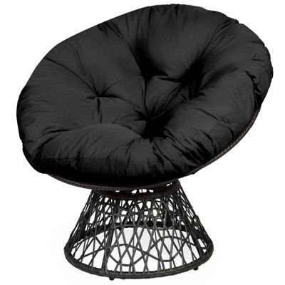 Tangkula Rattan Papasan Chair Ergonomic Chair All-Weather Wicker 360-Degree Swivel Cushion for Outdoor & Indoor Red/Black/Green