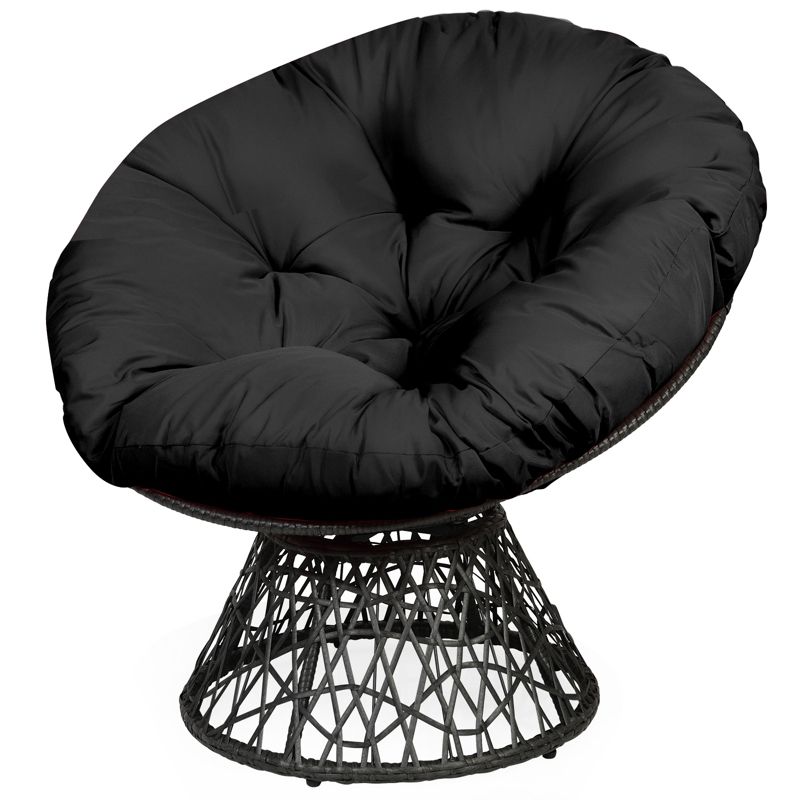 Tangkula Rattan Papasan Chair Ergonomic Chair All-Weather Wicker 360-Degree Swivel Cushion for Outdoor & Indoor Red/Black/Green, 1 of 11
